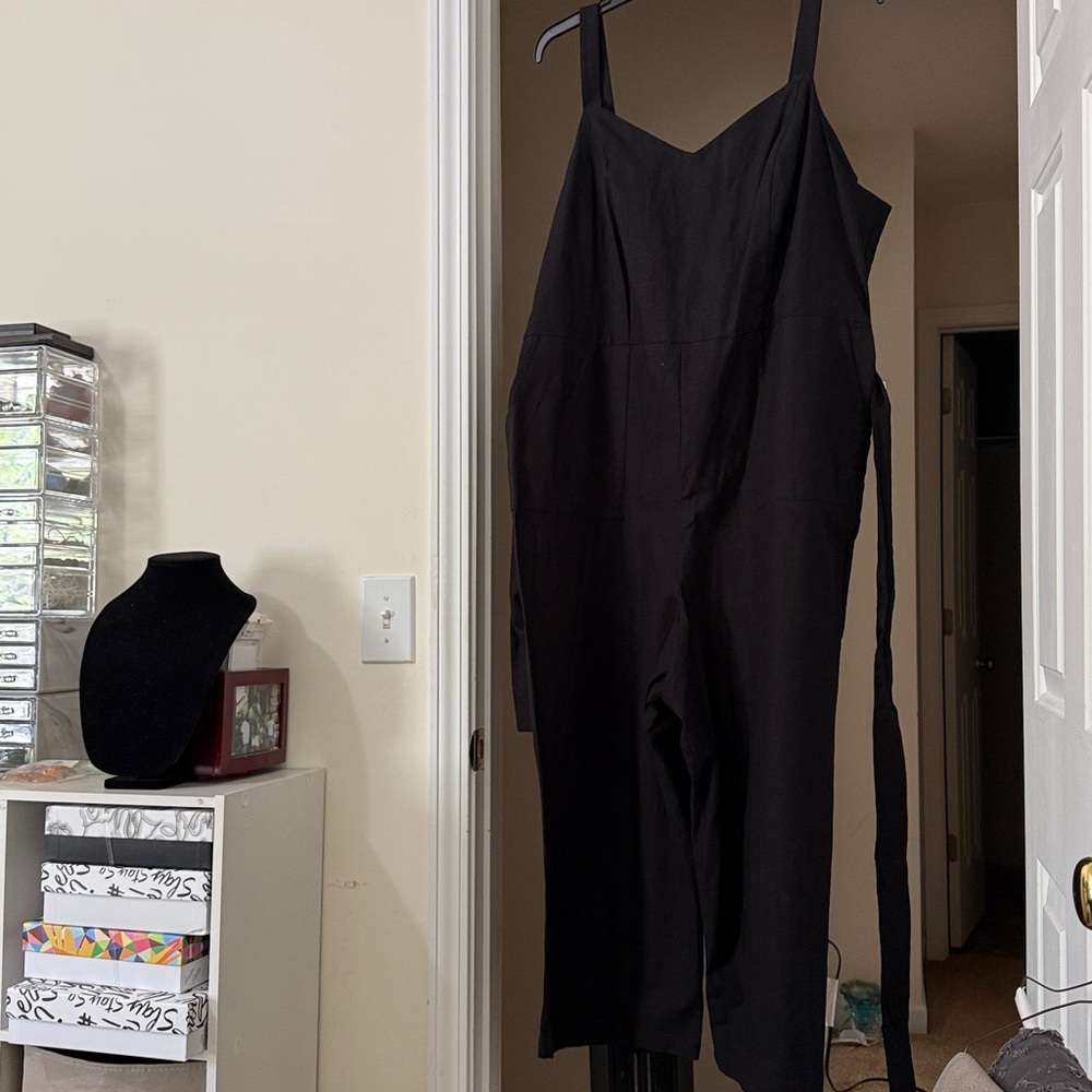 The Limited linen blend Black Women's Jumpsuit - Sleeveless Wide-Leg